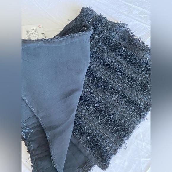 Zara Black Textured fabric High waist Mini Skirt Limited Edition tonal beads NWT - Picture 16 of 16